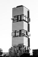 monochrome photo of Building Skyscraper in City