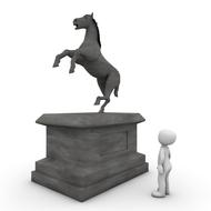 monument horse and 3d man drawing