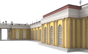 3d mode of the castle in Potsdam, Germany, at white background, clipart