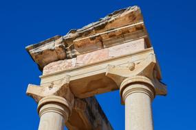 Beautiful Apollo Hylates, with columns, at blue sky, on Cyprus, Greece