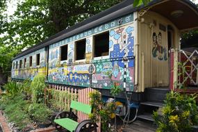 wood Train Carriage Garden