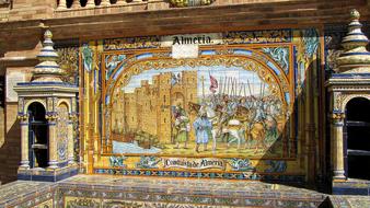 Beautiful and colorful picture with the coat of arms in Sevilla, Almeria, Spain