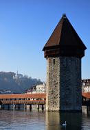 wooden bridge near the castle in switzerland