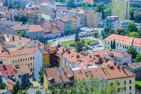 aerial view of Brno City Downtown