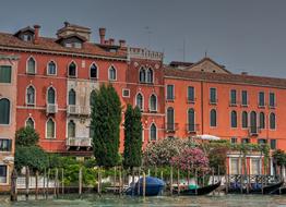 Venice Italy Canal and red houses