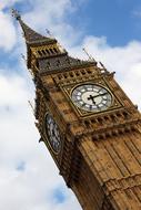 top of Big Ben tower at cloudy sky, uk, england, london