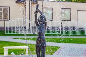 Girl water fountain in Borovsk Russia