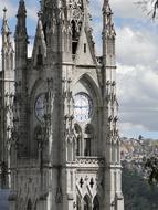 clock tower of Gothic church, detail