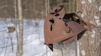 rustic War Helmet at Winter