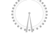 Grey model of the London Eye Ferris Wheel, at white background, clipart