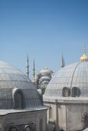 Beautiful and colorful mosque in İstanbul, Turkey, with minarets, under the blue sky