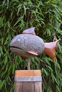 fish, contemporary Stone Sculpture in garden