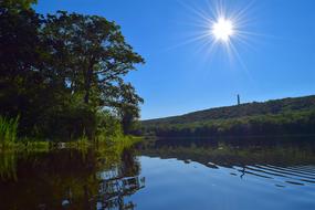 lake near the park in the morning