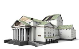 model of a theater building in duisburg