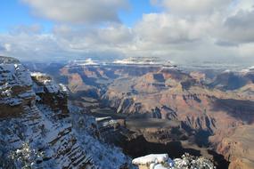 snow on the mountains in the grand canyon