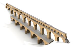 computer generated image of pont du gard on white background