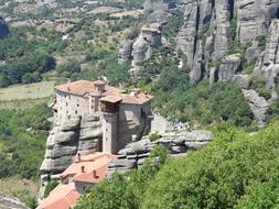 Meteora Monastery on the rocks on a sunny day