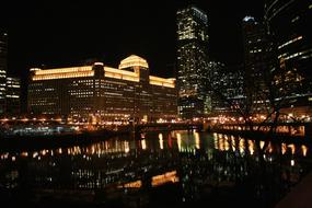 cityscape of Chicago At Night