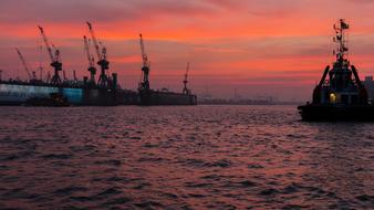 Port Hamburg at Evening