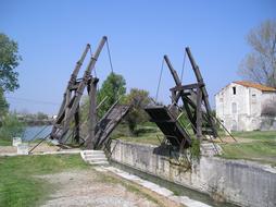 Beautiful landscape of the Bridge Van Gogh in Arles, France, in the Camargue