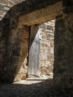 the light of the sun in the doorway of the castle