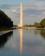 washington monument reflected in water, USA