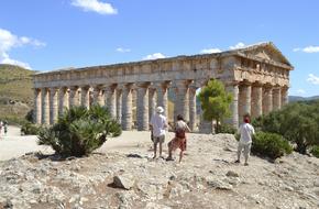 tourists near the temple in italy