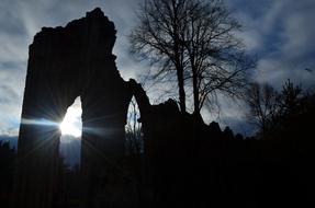 bright sun in stone ruins