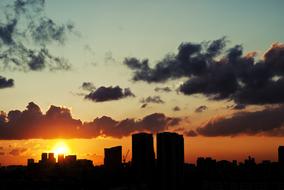 Sunset Cloudy sky and buildings