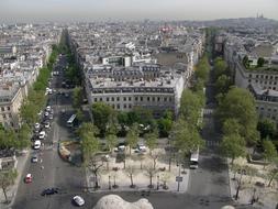 roof view of historical center at spring, France, Paris