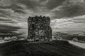 monochrome photo of Old Tower Castle