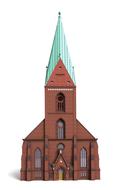 Colorful model of the church in Kiel, Germany, at white background, clipart