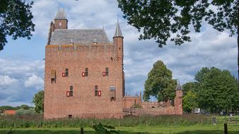 medieval Castle in countryside at summer, netherlands, Doornenburg