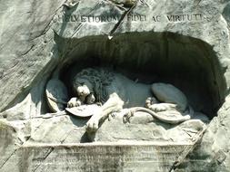 The dying lion monument close up, switzerland, Lucerne