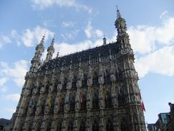 sculptural gothic style town hall in belgium