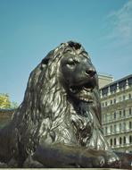 bronze statue of a lion in london