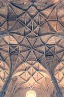 Beautiful and colorful ceiling of the cathedral in light, in Lisbon, Portugal