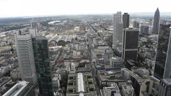 aerial photography of frankfurt on a cloudy day