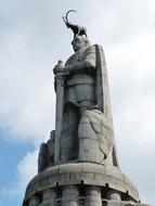 Monument of Bismarck, with the sword and capricorn, in Hamburg, Germany, under the blue sky with clouds