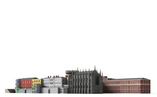 Colorful, 3d model of Dublin Castle, at white background, clipart