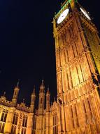 Big Ben in yellow night light