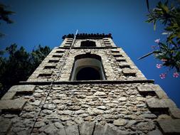 high stone tower, bottom view