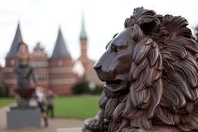 lion sculpture on blurred background in mecklenburg