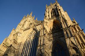 York Minster at sky, low angle view, uk, england