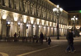 Piazza San Carlo, historical square at night, italy, Turin