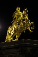 golden monument in the center of dresden at night