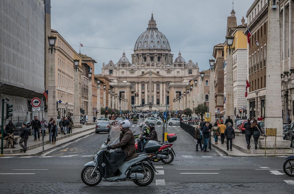 street in front of st.Peter's cathedral in rome