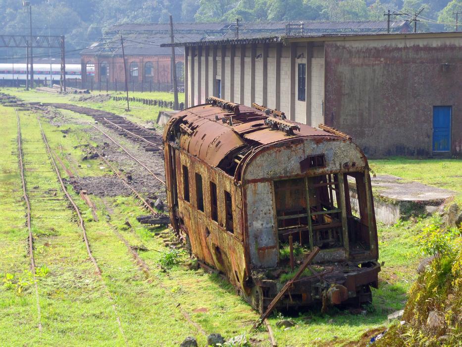 rusty wagon near the rail in paranapiacaba, brazil
