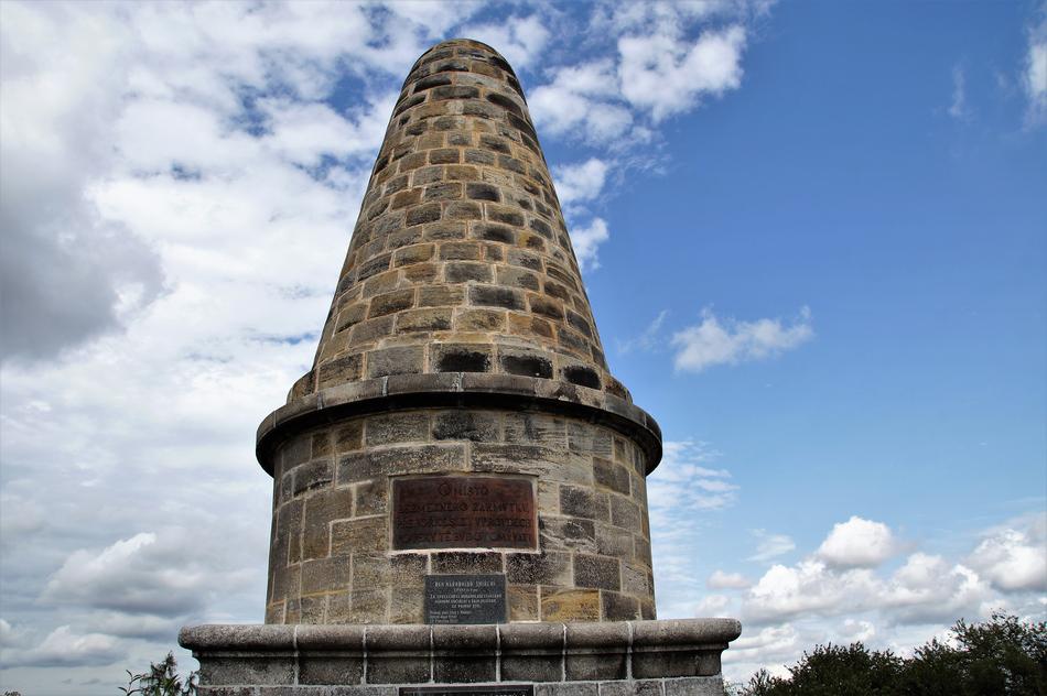 Colorful stone memorial, of the battle of Lipany