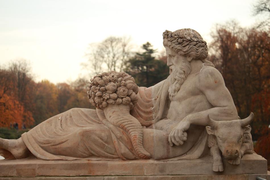 statue in autumn park